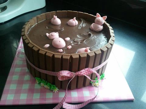 pigs swimming in mudcake